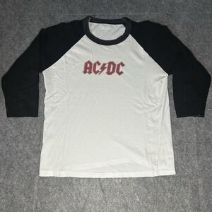 Vtg ACDC Men's Medium Raglan T-shirt Quarter Sleeve Made In Canada